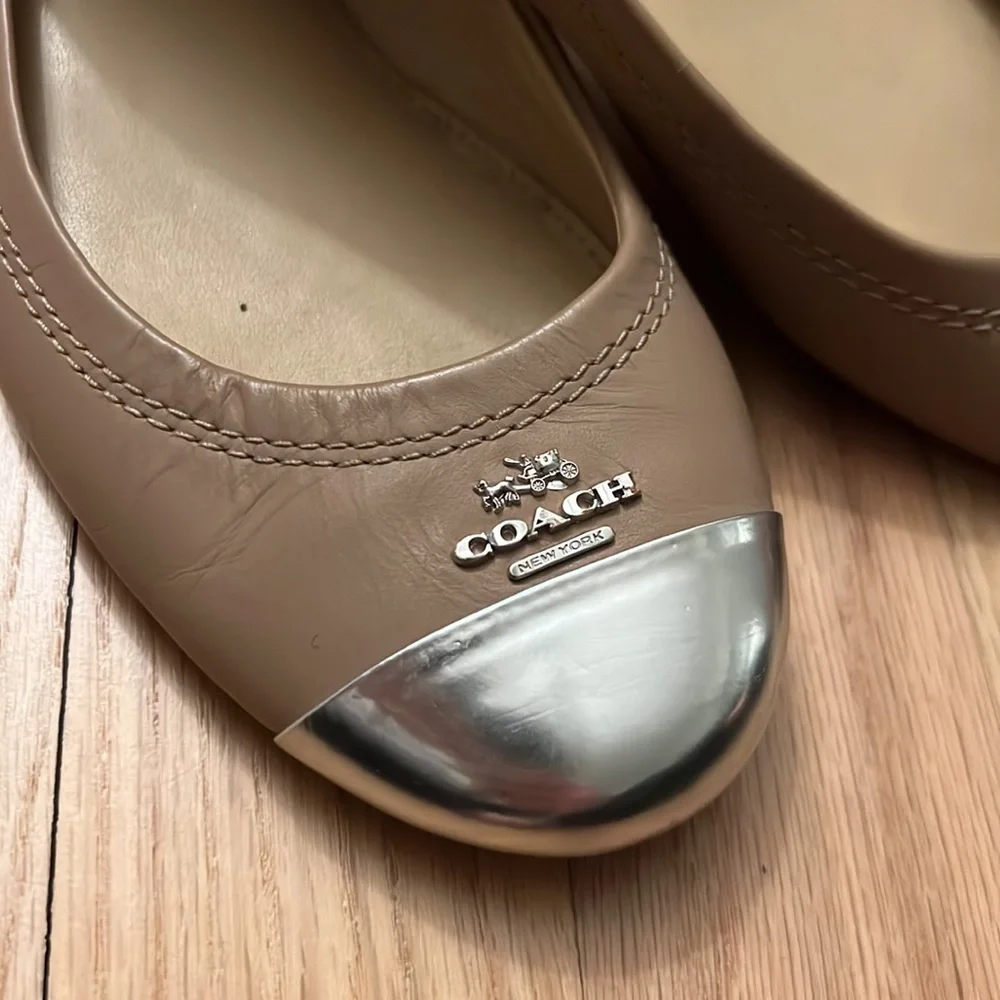 Coach flats. Beige/tan. Worn once. Like new. - Picture 2 of 5